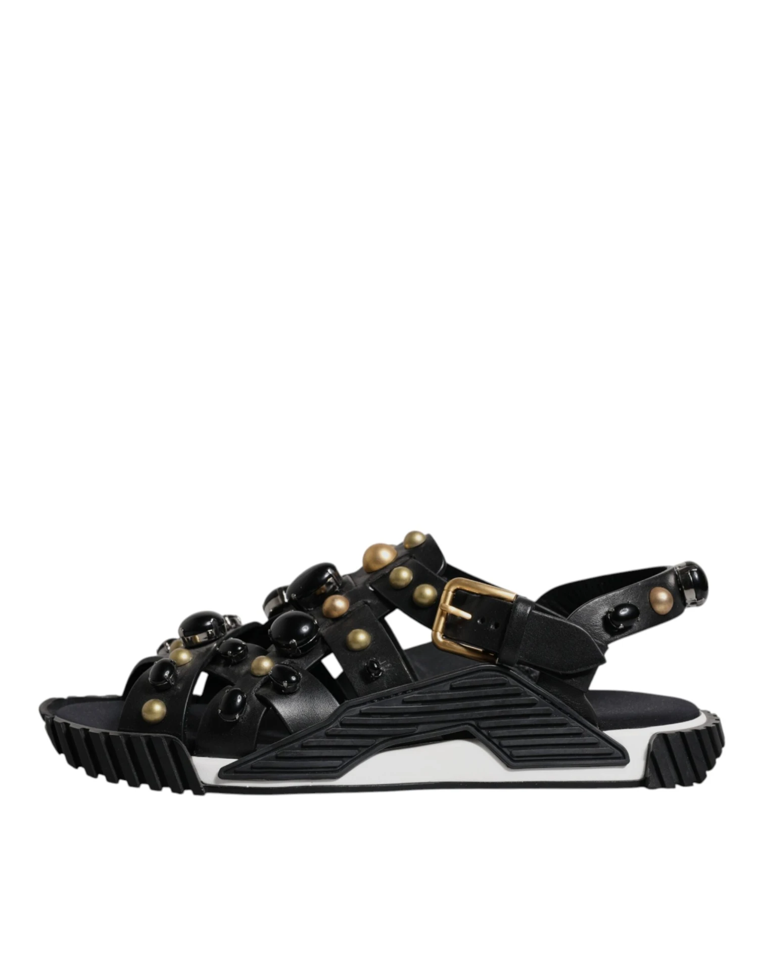 Dolce & Gabbana Black Leather Studded Slides Sandals Men's Shoes 8 Dolce & Gabbana Black Leather Studded Slides Sandals Men's Shoes - Image 6