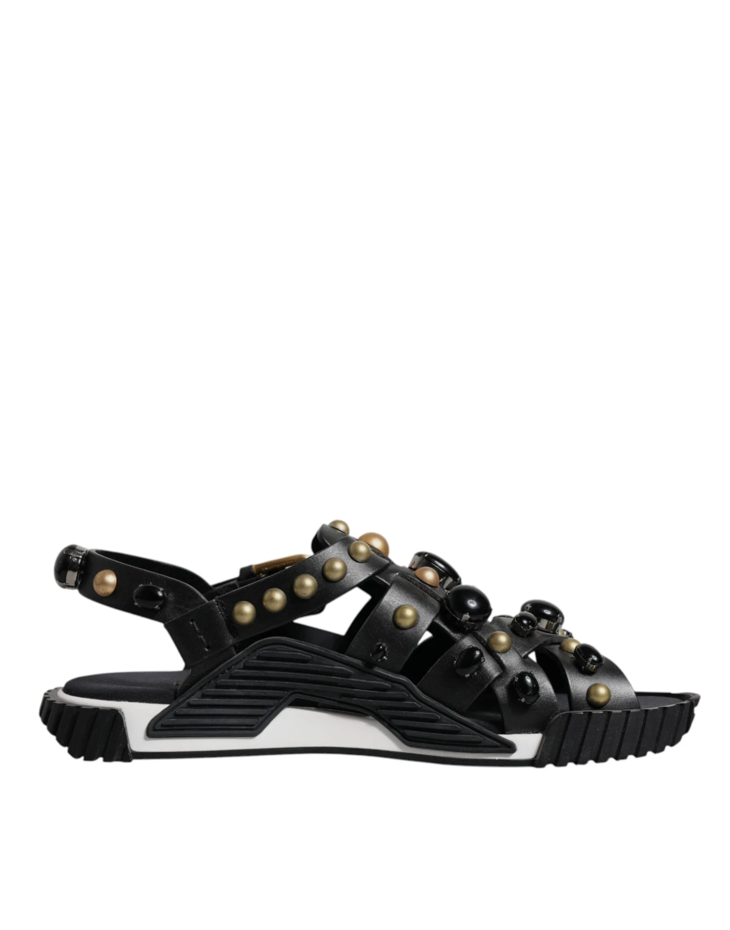 Dolce & Gabbana Black Leather Studded Slides Sandals Men's Shoes 3 Dolce & Gabbana Black Leather Studded Slides Sandals Men's Shoes