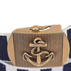 Gucci Men's Navy / White Fabric Brass Anchor Buckle Striped Belt 375191 -Lux Lair Store 61lz1tudvil. ul1500