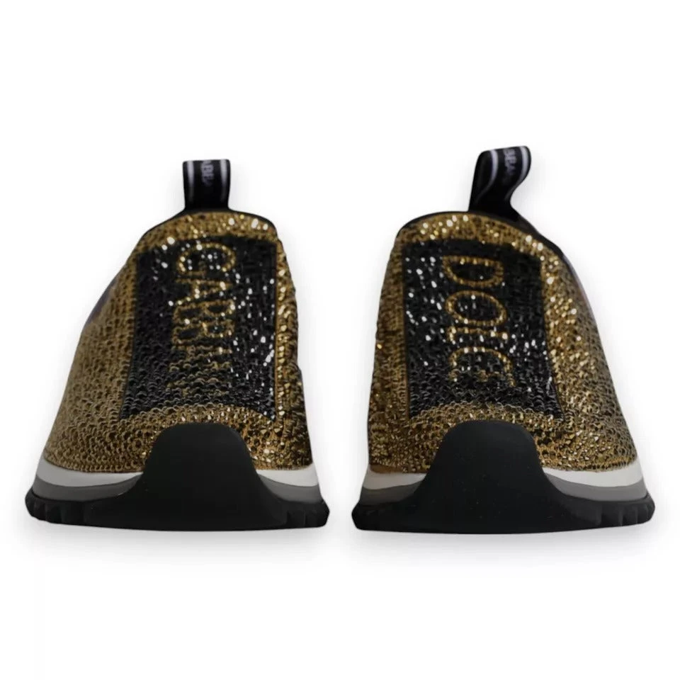 Dolce & Gabbana Gold Rhinestones Sorrento Sneakers Men's Shoes 5 Dolce & Gabbana Gold Rhinestones Sorrento Sneakers Men's Shoes - Image 3
