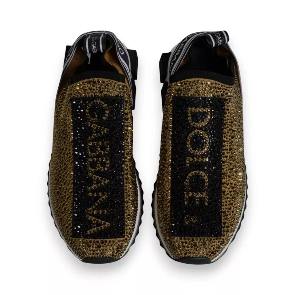 Dolce & Gabbana Gold Rhinestones Sorrento Sneakers Men's Shoes 6 Dolce & Gabbana Gold Rhinestones Sorrento Sneakers Men's Shoes - Image 4