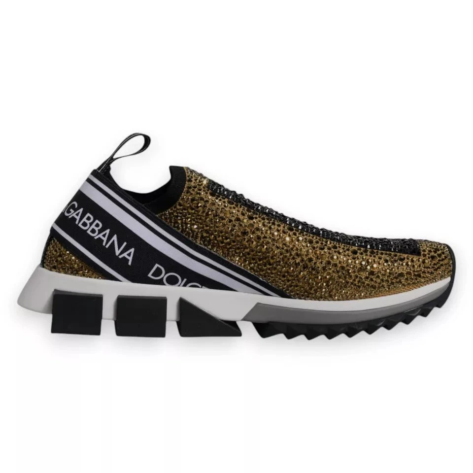 Dolce & Gabbana Gold Rhinestones Sorrento Sneakers Men's Shoes 3 Dolce & Gabbana Gold Rhinestones Sorrento Sneakers Men's Shoes