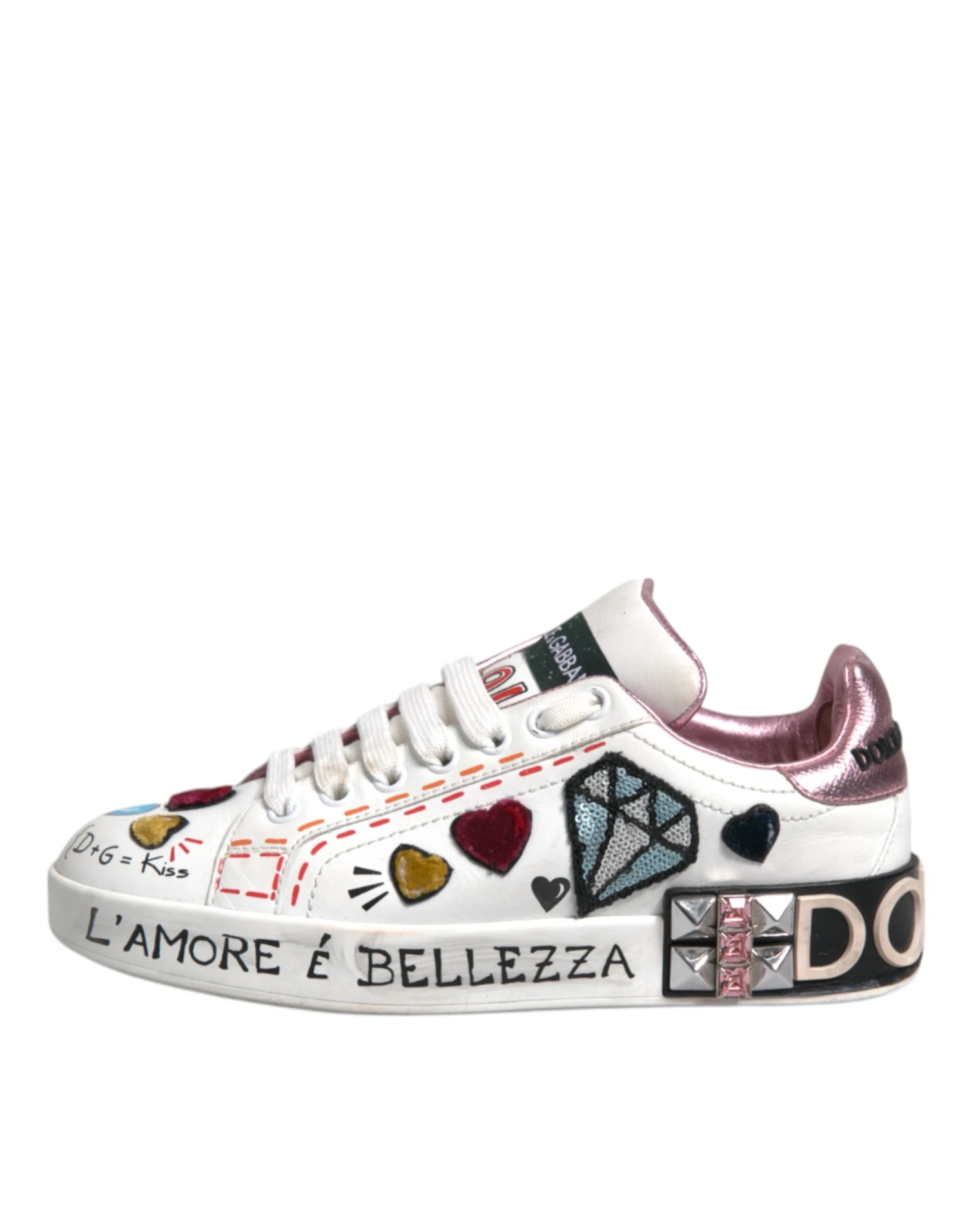 Dolce & Gabbana White Sequined Crystal Low Top Sneakers Women's Shoes (Pre-Owned) 8 Dolce & Gabbana White Sequined Crystal Low Top Sneakers Women's Shoes (Pre-Owned) - Image 6