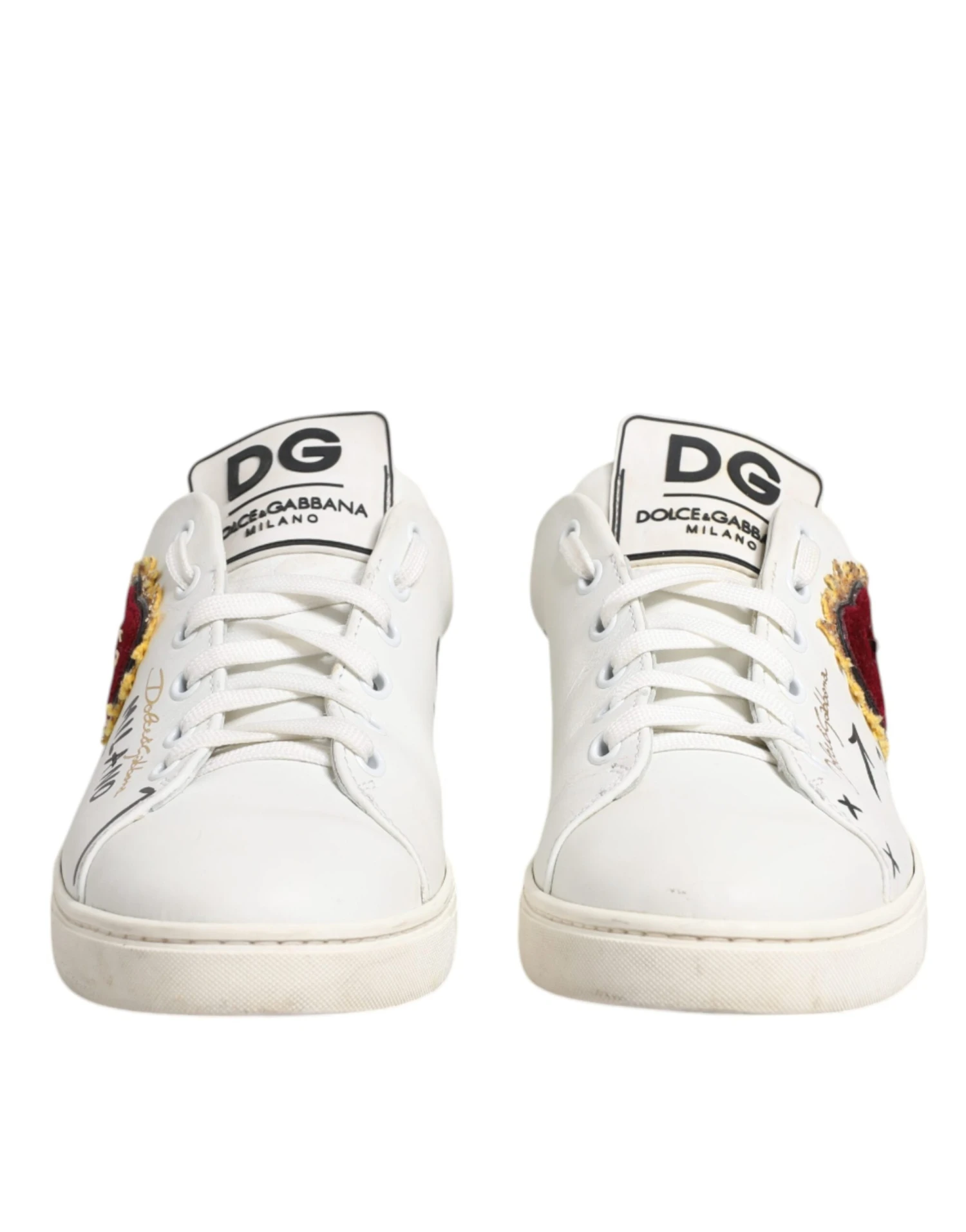 Dolce & Gabbana White Leather Heart Embellished Sneakers Women's Shoes (Pre-Owned) 4 Dolce & Gabbana White Leather Heart Embellished Sneakers Women's Shoes (Pre-Owned) - Image 2