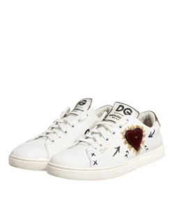 Dolce & Gabbana White Leather Heart Embellished Sneakers Women's Shoes (Pre-Owned) 11 Dolce & Gabbana White Leather Heart Embellished Sneakers Women's Shoes (Pre-Owned) -Lux Lair Store 6207759