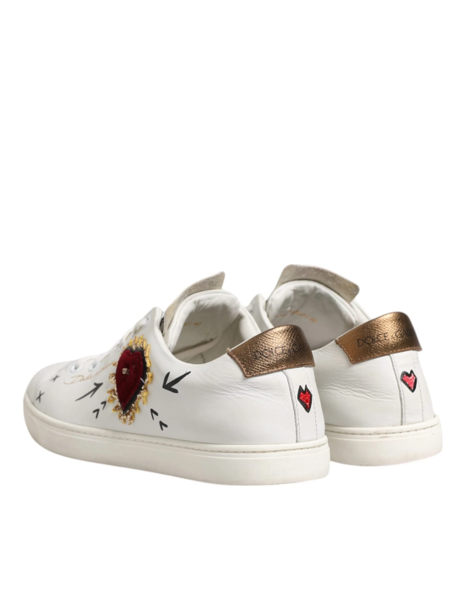 Dolce & Gabbana White Leather Heart Embellished Sneakers Women's Shoes (Pre-Owned) 7 Dolce & Gabbana White Leather Heart Embellished Sneakers Women's Shoes (Pre-Owned) - Image 5