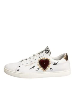 Dolce & Gabbana White Leather Heart Embellished Sneakers Women's Shoes (Pre-Owned) 13 Dolce & Gabbana White Leather Heart Embellished Sneakers Women's Shoes (Pre-Owned) -Lux Lair Store 6207761
