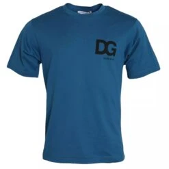 Dolce & Gabbana Blue Logo Cotton Round Neck Short Sleeves Men's T-shirt (Pre-Owned)