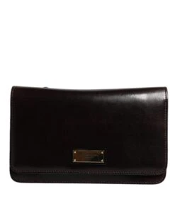 Dolce & Gabbana Maroon Horse Leather Logo Plaque Mini Crossbody Men's Bag (Pre-Owned)