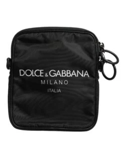 Dolce & Gabbana Black Logo Print Scuba Crossbody Shoulder Men's Bag (Pre-Owned)