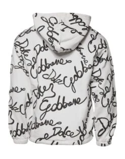 Dolce & Gabbana White Logo Cotton Hooded Sweatshirt Men's Sweater -Lux Lair Store 6279985