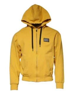 Dolce & Gabbana Yellow Logo Full Zip Hooded Sweatshirt Men's Sweater (Pre-Owned)