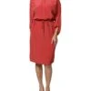 Peserico Red Long Sleeves Pencil Cut Drawstring Waist Women's Dress (Pre-Owned) -Lux Lair Store 6283301