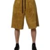 Dolce & Gabbana Brown Lambskin Suede Men Bermuda Men's Shorts -Lux Lair Store 6354125