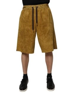 Dolce & Gabbana Brown Lambskin Suede Men Bermuda Men's Shorts