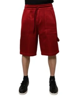 Dolce & Gabbana Maroon Viscose Nylon Mid Waist Bermuda Men's Shorts (Pre-Owned)