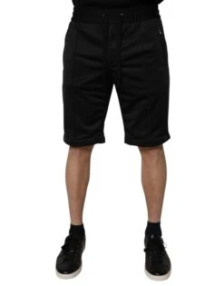 Dolce & Gabbana Black Polyester Mid Waist Men Bermuda Men's Shorts