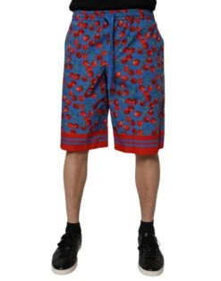 Dolce & Gabbana Blue Cherry Print Cotton Men Bermuda Men's Shorts