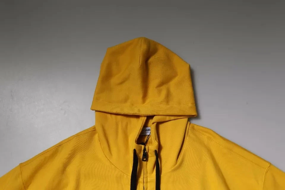 Dolce & Gabbana Yellow Logo Plaque Hooded Full Zip Men's Sweater 8 Dolce & Gabbana Yellow Logo Plaque Hooded Full Zip Men's Sweater - Image 6