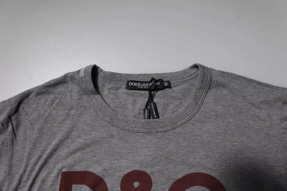 Dolce & Gabbana Gray Logo Print Cotton Crew Neck Men Men's T-shirt 6 Dolce & Gabbana Gray Logo Print Cotton Crew Neck Men Men's T-shirt - Image 4