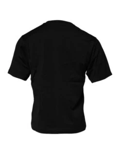 Dolce & Gabbana Black Logo Patch Cotton Crew Neck Men's T-shirt -Lux Lair Store 6356443