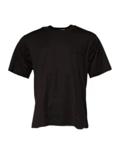 Dolce & Gabbana Dark Brown Logo Cotton Crew Neck Men's T-shirt