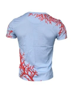 Dolce & Gabbana Light Blue Coral Cotton Men Crew Neck Men's T-shirt (Pre-Owned) 9 Dolce & Gabbana Light Blue Coral Cotton Men Crew Neck Men's T-shirt (Pre-Owned) -Lux Lair Store 6356706