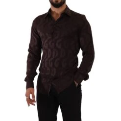 Dolce & Gabbana Bordeaux Silk Men's Shirt