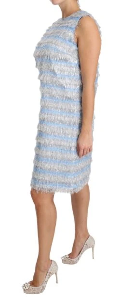 Dolce & Gabbana Light Blue Silver Shift Gown Women's Dress 13 Dolce & Gabbana Light Blue Silver Shift Gown Women's Dress -Lux Lair Store 641138