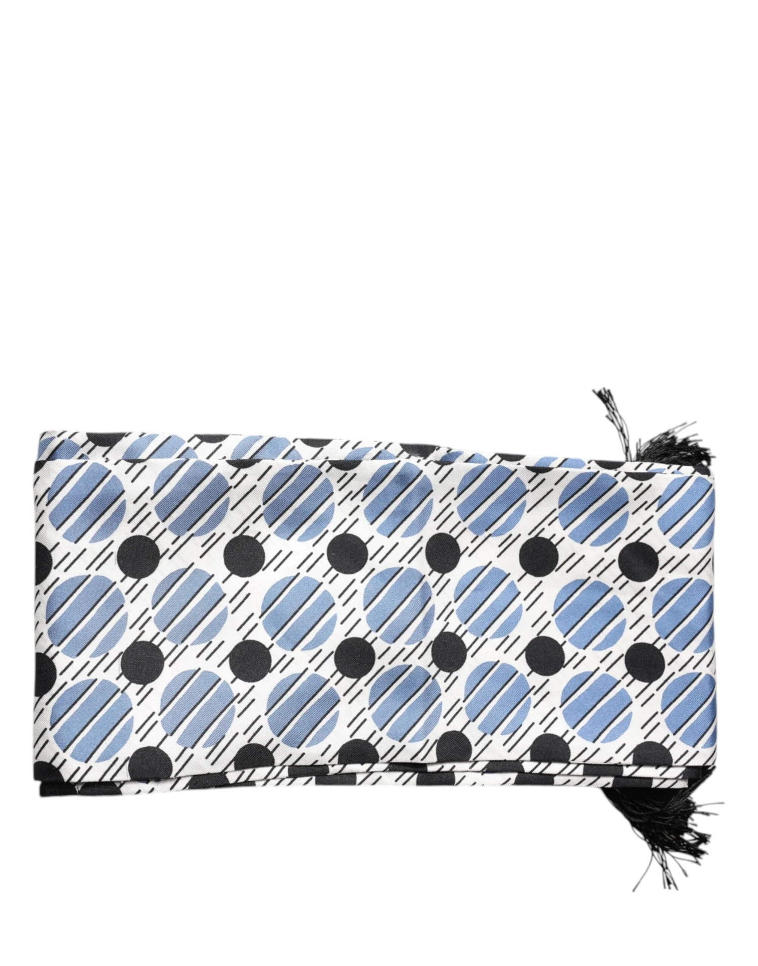 Dolce & Gabbana White Blue Polka Dotted Silk Skinny Men's Scarf (Pre-Owned) 4 Dolce & Gabbana White Blue Polka Dotted Silk Skinny Men's Scarf (Pre-Owned) - Image 2