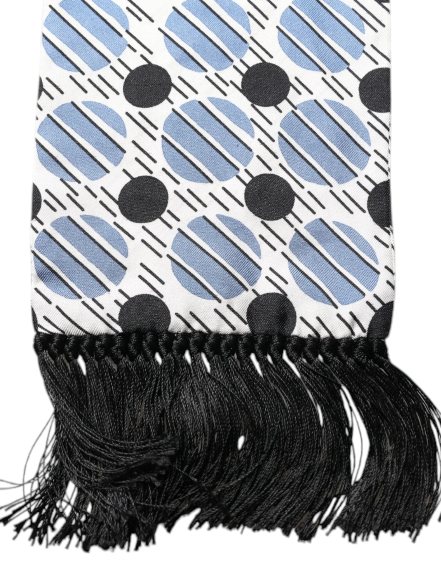 Dolce & Gabbana White Blue Polka Dotted Silk Skinny Men's Scarf (Pre-Owned) 5 Dolce & Gabbana White Blue Polka Dotted Silk Skinny Men's Scarf (Pre-Owned) - Image 3