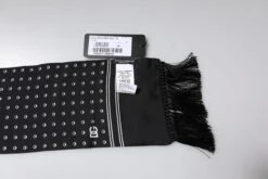 Dolce & Gabbana Black White Polka Dotted Silk Skinny Fringes Men's Scarf -Lux Lair Store 6433909