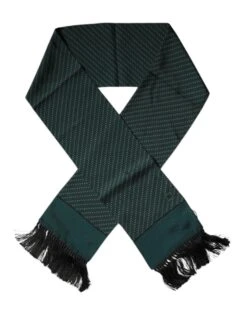 Dolce & Gabbana Dark Green Fantasy Fringes Neck Wrap Men's Scarf