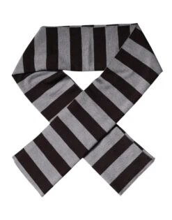 Dolce & Gabbana Black Gray Stripes Wool Neck Wrap Men's Scarf