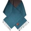 Dolce & Gabbana Blue Green Wool Fringes Wrap Shawl Men's Scarf