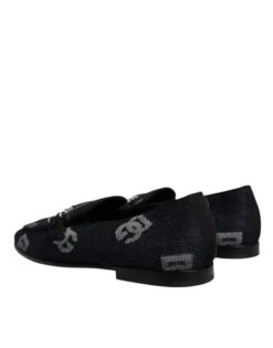 Dolce & Gabbana Black Logo Cotton Loafers Formal Dress Men's Shoes (Pre-Owned) 10 Dolce & Gabbana Black Logo Cotton Loafers Formal Dress Men's Shoes (Pre-Owned) -Lux Lair Store 6478804