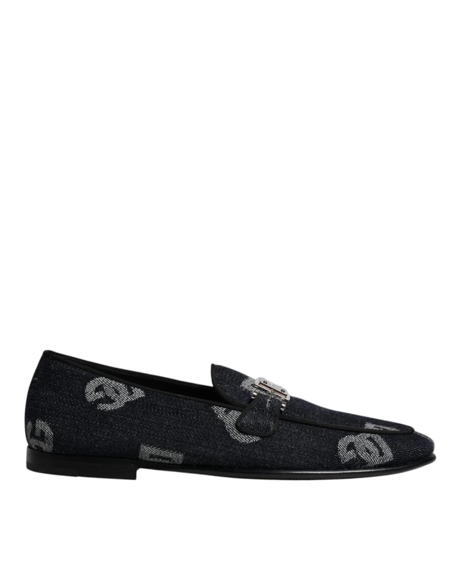 Dolce & Gabbana Black Logo Cotton Loafers Formal Dress Men's Shoes (Pre-Owned) 3 Dolce & Gabbana Black Logo Cotton Loafers Formal Dress Men's Shoes (Pre-Owned)
