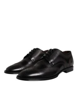 Dolce & Gabbana Black Embroidered Classic Leather Derby Dress Men's Shoes -Lux Lair Store 6479017