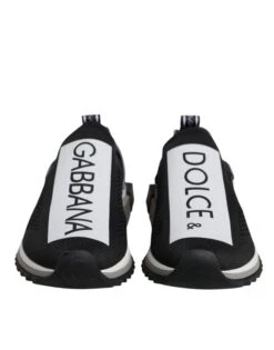 Dolce & Gabbana Black White Slip On Sorrento Sneakers Men's Shoes -Lux Lair Store 6479311