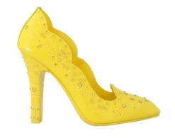 Dolce & Gabbana Yellow Crystal Heels CINDERELLA Women's Shoes