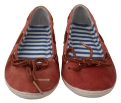 Pantofola D'Oro Coral Suede Lace Bow Loafers Ballet Flat Women's Shoes (Pre-Owned) -Lux Lair Store 6497944