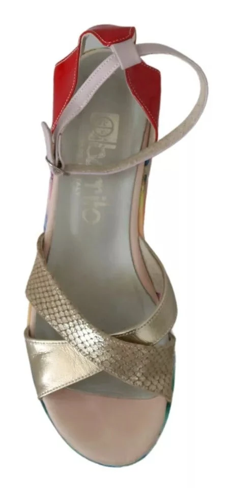 EBARRITO Multicolor Leather Ankle Strap Wedge Heel Sandals Women's Shoes (Pre-Owned) 4 EBARRITO Multicolor Leather Ankle Strap Wedge Heel Sandals Women's Shoes (Pre-Owned) - Image 2