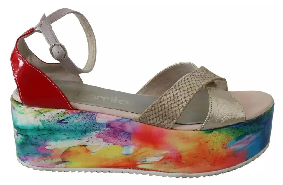 EBARRITO Multicolor Leather Ankle Strap Wedge Heel Sandals Women's Shoes (Pre-Owned) 3 EBARRITO Multicolor Leather Ankle Strap Wedge Heel Sandals Women's Shoes (Pre-Owned)