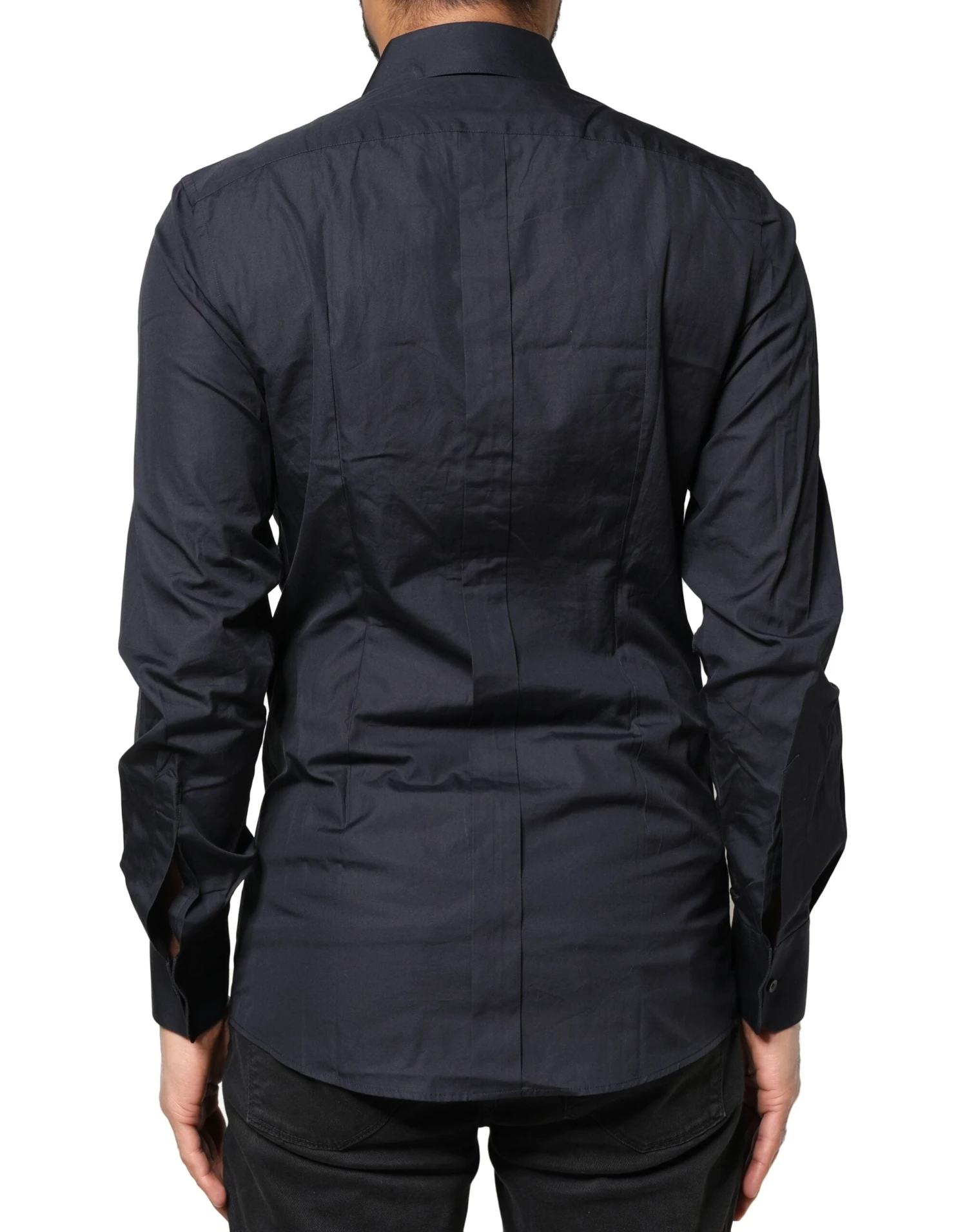 Dolce & Gabbana Dark Blue GOLD Cotton Long Sleeves Dress Men's Shirt 5 Dolce & Gabbana Dark Blue GOLD Cotton Long Sleeves Dress Men's Shirt - Image 3