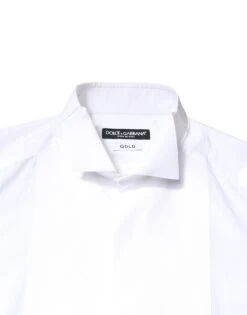 Dolce & Gabbana White GOLD Cotton Poplin Bib Formal Men Dress Men's Shirt (Pre-Owned) 10 Dolce & Gabbana White GOLD Cotton Poplin Bib Formal Men Dress Men's Shirt (Pre-Owned) -Lux Lair Store 6499447