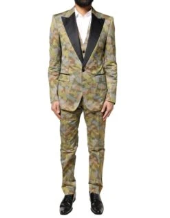Dolce & Gabbana Multicolor Camouflage SICILIA 3 Piece Men's Suit