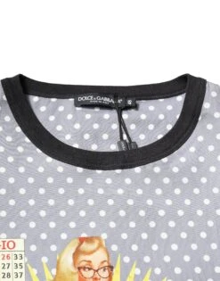 Dolce & Gabbana Gray Polka Dot Pin-Up Print Crew Neck Men's T-shirt -Lux Lair Store 6499672