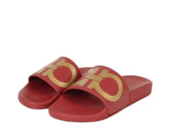 Salvatore Ferragamo Men's Groove Red Rubber Sandal -Lux Lair Store 654658 groove 6 20m 2