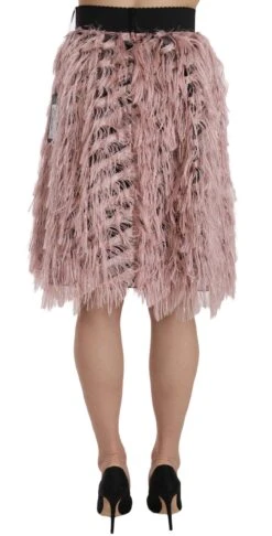 Dolce & Gabbana Pink Gold Fringe Metallic Pencil A-line Women's Skirt 9 Dolce & Gabbana Pink Gold Fringe Metallic Pencil A-line Women's Skirt -Lux Lair Store 657930