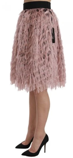 Dolce & Gabbana Pink Gold Fringe Metallic Pencil A-line Women's Skirt 8 Dolce & Gabbana Pink Gold Fringe Metallic Pencil A-line Women's Skirt -Lux Lair Store 657933